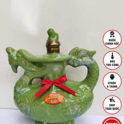 Đặc Sản Bình Định - Rượu Bàu Đá Thành Tâm Thuyền Lớn (Màu xanh ngọc) 1,2 lit - OCOP 3 Sao