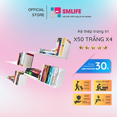 Kệ sách treo tường chữ X50 (set 4)