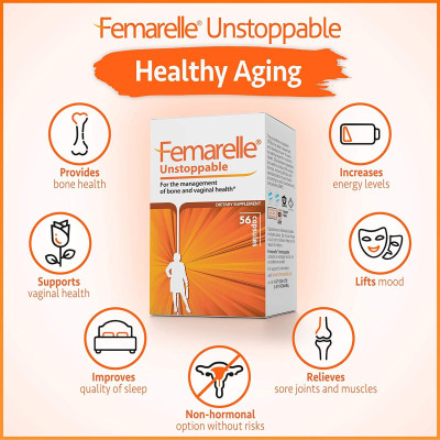 Femarelle Unstoppable - Thực phẩm BVSK dành cho phụ nữ hậu mãn kinh: hỗ trợ xương khớp, tăng dẻo dai cho mô và cơ, cải thiện giấc ngủ....
