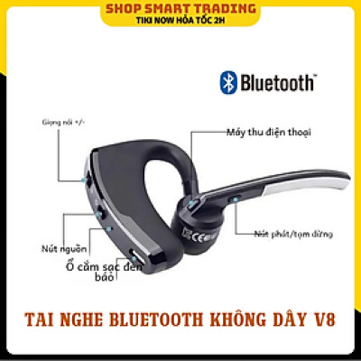 Tai nghe Bluetooth không dây V8Giảm tiếng ồn Tai nghe thể thao lái xe có Mic Bass Tai nghe cuộc gọi rảnh tay dành cho doanh nghiệp - Hàng Nhập Khẩu