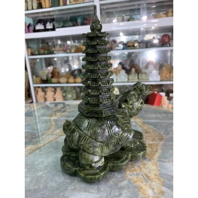 Long Quy - Rùa đầu rồng cõng Tháp Văn Xương | Ngọc Ấn Độ | 23.5cm |