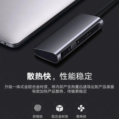 Ugreen UG50319CM163TK Bộ chuyển đổi TYPE C sang 3 USB 3.0 + HDMI + VGA + hỗ trợ nguồn TYPE C - HÀNG CHÍNH HÃNG