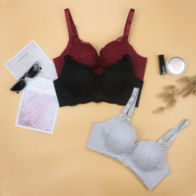 Áo Lót Nâng Ngực Nữ Cao Cấp Không Gọng LUPERI LU3AL863 Đệm Mềm Nâng Ngực Phối Ren Bản 3 Móc Chắc Chắn Co Giãn Tốt