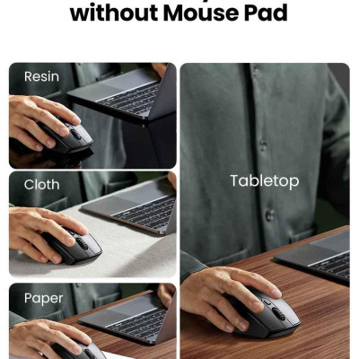 Ugreen UG90395MU101TK 4000Dpi Chuột không dây + Bluetooth Ergonomic có 5 chế độ bấm Màu Đen - HÀNG CHÍNH HÃNG
