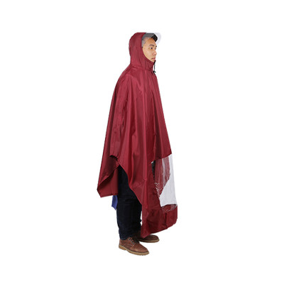 Aó Mưa Vải Dù Tổ Ong Cao Cấp 1 Đầu Nam Nữ Xẻ Tà Bóng Kính Đèn Chống Thấm-Đỏ Đô