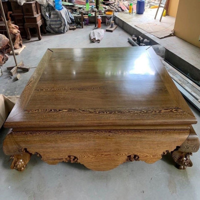 Sập Đại Chân Quỳ Dạ Cá Trơn Gỗ Mun Đuôi Công