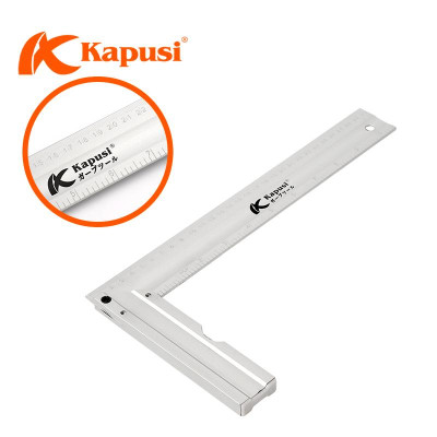 Thước ke góc vuông nhôm Kapusi Nhật Bản 30cm thiết kế livo, nhôm trắng chống gỉ k2648