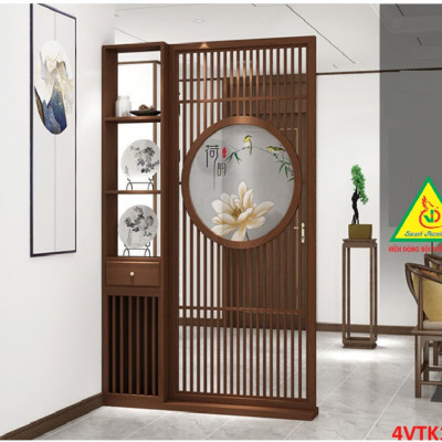 Vách ngăn phòng khách, vách ngăn tủ kệ bằng gỗ 4VTK10 - Nội thất lắp ráp Viendong adv