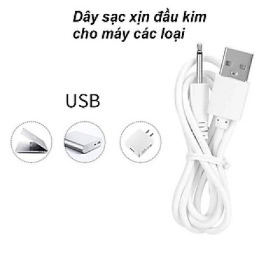 Dây sạc máy massage mini USB đầu kim châm 16mm, cho máy massage mặt mắt body toàn thân đầu nhọn sạc nhanh (Có Hàng)
