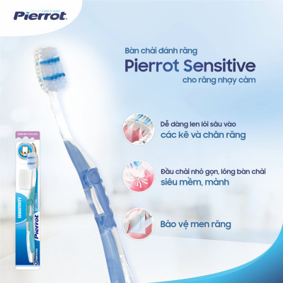 [ Mua 2 tặng 1 set kit ] Bàn chải đánh răng dành cho răng nhạy cảm PIERROT SENSITIVE
