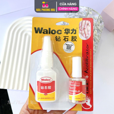 Keo Bê Tông Dán Móng Waloc Đính Đá Siêu Chắc 20g Nhanh Khô Kèm Dung Dịch Làm Khô Keo Dán Làm Nail 15ml Nail Phương Miu Nữ Women