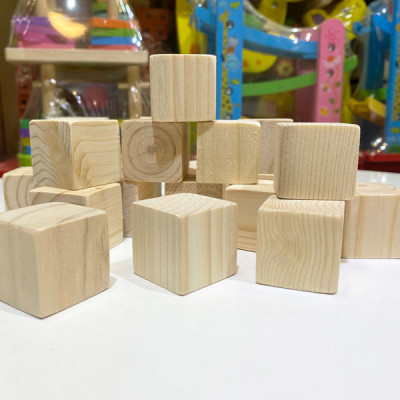Bộ 20 Khối gỗ lập phương 3cm, khối vuông xếp chồng và làm đồ thủ công DIY, đồ chơi gỗ xây dựng, khối gỗ trơn không màu