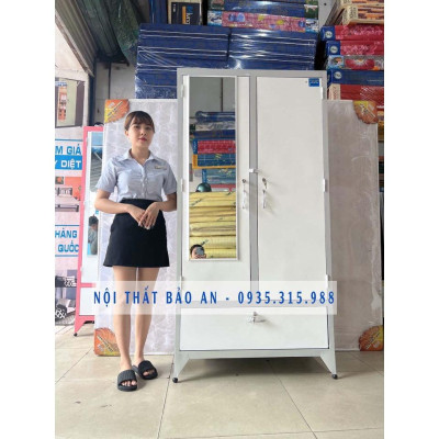 Tủ sắt sơn tĩnh điện hộc bật màu xám 1m6x90cm - Nội Thất Bảo An