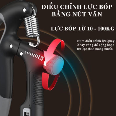 Bộ Kìm Bóp Tay Đếm Số Điện Tử - Dụng Cụ Tập Gym Tập Cơ Bắp Cổ Tay Cao Cấp Tại Nhà Điều Chỉnh Lực Từ 10-100kg Phiên Bản Nâng Cấp- Hàng chính hãng ( Màu ngẫu nhiên)