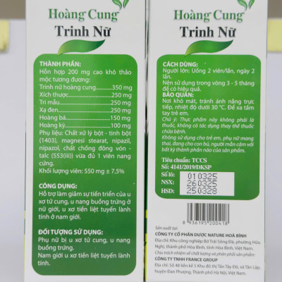 Hoàng cung trinh nữ - Hộp 60 Viên - Phụ Nữ Bị U Nang , U Xơ Tử Cung, Nam giới U Xơ Tiền Liệt Tuyến, Vinaphar