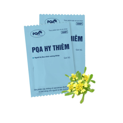 PQA Hy Thiêm là dược phẩm thảo dược giúp bổ huyết,mạnh gân cốt, hỗ trợ đau nhức xương khớp cho người bị phong thấp, đau nhức xương khớp.