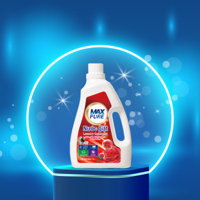 Chai nước giặt Maxpure Hương Hoa Hồng Bulgaria 3L - TẶNG 1 dây 10 gói nước xả hương CoCo