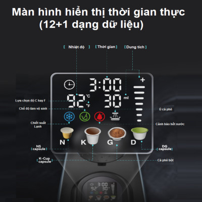 Máy pha cà phê 4 trong 1, Espresso, Viên Nén Nespresso, Nescafe Dolcegusto, Kcup Thương hiệu Mỹ cao cấp HiBREW - H6. Hàng chính hãng