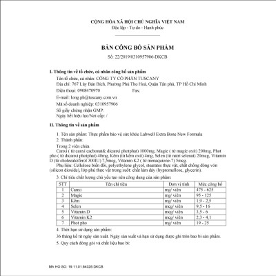 Labwell Extra Bonne, Viên bổ xung canxi cho người lớn tuổi, giúp xương chắc khỏe, hỗ trợ giảm loãng xương, Lab Well