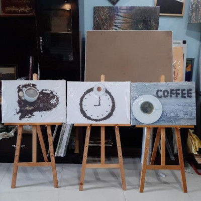 Bộ 4 tranh cho quán cà phê “Hạt cà phê” | Tranh cây cafe W4232