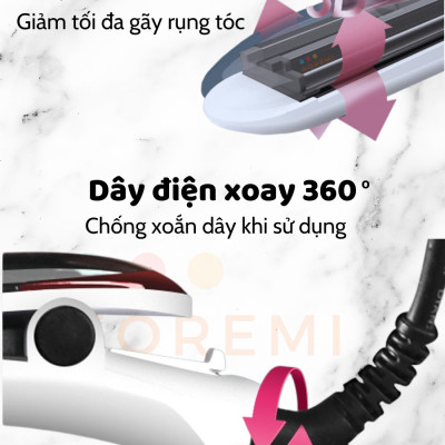 KOREMI Máy uốn duỗi 3in1 Duỗi Thẳng, Uốn Xoăn, Làm Phồng Tóc X3 ion âm, Giúp tóc suôn mượt Hàng Chính Hãng