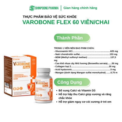 TPBVSK VAROBONE FLEX - Hỗ trợ tăng cường chất nhờn, cải thiện khả năng vận động của khớp - Shinpoong Pharma (Hộp 60v)