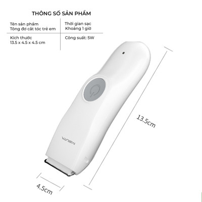 Tông đơ cắt tóc cho bé Misuta NS-M01, tặng kèm áo choàng cắt tóc cho bé, sạc 1h dùng 10 lần kèm bộ phụ kiện 9 món - Hàng chính hãng