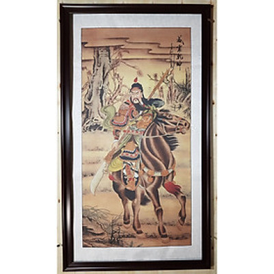 Tranh thủy mặc- Quan Vân Trường cưỡi ngựa