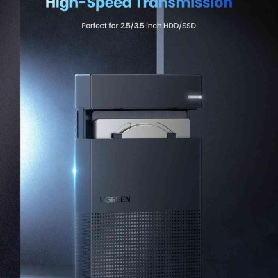 Ugreen UG30729CM472TK 3.5inch 16Tb 1M Hộp đựng ổ cứng SATA hổ trợ 16Tb kèm cáp USB-A sang USB-C hổ trợ nguồn 12v-2A - HÀNG CHÍNH HÃNG