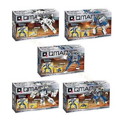 Đồ chơi - QMAN - 41312 Bộ đồ chơi xếp hình (hợp thể 5 trong 1) mô hình Robot không gian Ngẫu nhiên (KT 25x27.7x11.2cm)