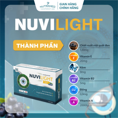Viên uống Nuvilight hỗ trợ tăng cường thị lực, giảm khô mắt mỏi mắt (Hộp 30 viên) - Nutramed