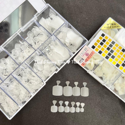 Hộp 500 Móng Úp Chân HSM Nhựa Dẻo Làm Nail, Siêu Bám Keo, Trong Suốt Và Trắng Đục Chất Lượng Cao, Tiện Lợi Cho Tiệm Nail giả