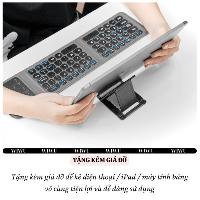 Bàn phím gấp gọn di động không dây bluetooth V5.2 tích hợp trackpad & phím số WIWU FMK-05 - Nhỏ gọn, mỏng nhẹ, phím tắt thông minh, hỗ trợ Androids & iOS, gõ thoải mái cho iPad cho iPhone, máy tính bảng, cho macbook, laptop - hàng nhập khẩu