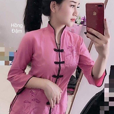 ĐỒ LAM ĐI CHÙA  Sẩm Thêu Cổ Tàu sss1