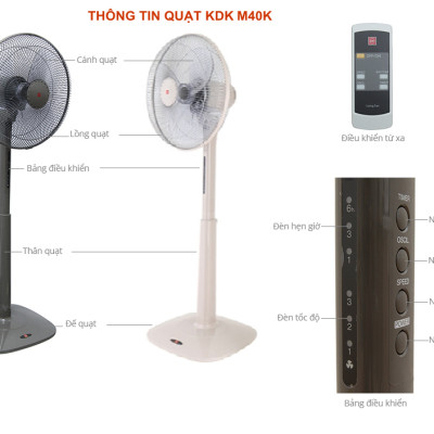 Quạt Đứng KDK M40K - Vàng sâm panh - Hàng chính hãng