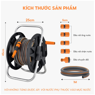 Bộ vòi nước tưới cây rửa xe đa năng Lebenlang LBLB3364 dây dài 15m, 1 đầu tưới, dây cuốn trợ năng - hàng chính hãng