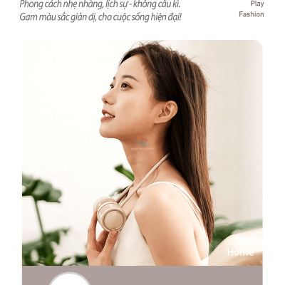 Quạt đeo cổ gấp gọn DQ-210 mini bỏ túi, không dây cầm tay di động,thiết kế không vướng tóc, 3 cấp độ gió không cánh, hàng chính hãng