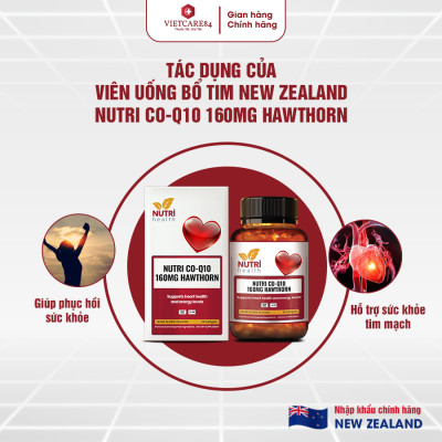 Bộ Sản Phẩm Bổ Tim, Bổ Xương Khớp New Zealand: 2 Hộp Bổ Tim Nutri Co Q10 160g Hawthorn -30 Viên; Go Glucosamine 1-A-Day 1500mg - 60 Viên