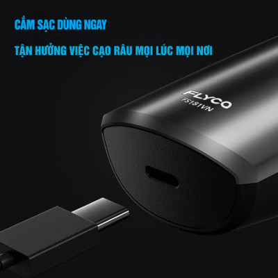 Máy Cạo Râu Flyco 2 Lưỡi Kép FS181VN Thân Máy Kháng Nước - Hàng Chính Hãng