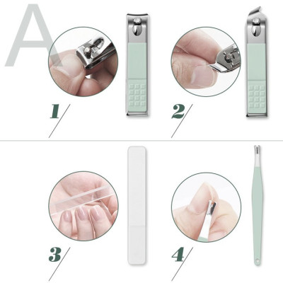 Bộ dụng cụ làm móng tay chân 16 món cao cấp đi kèm bao da tiện dụng inox - Hàng chính hãng