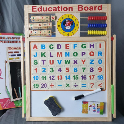 Bảng Chữ Cái Và Số 2 Mặt Bằng Gỗ, Bảng Chữ Cái Ghép Hình 2 Mặt Nam Châm Tặng Kèm Bộ Chữ Và Số