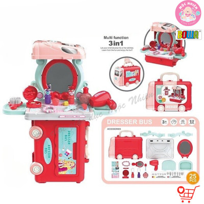 Bộ đồ chơi hướng nghiệp nhập vai Bowa 8078 - Xe buýt trang điểm 25 chi tiết (bánh xe đẩy được)