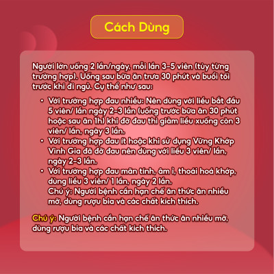 Vững Khớp Vinh Gia Hỗ Trợ Giảm Đau, Nhức Mỏi Xương Khớp Do Thoái Hoá Khớp Hộp 60 Viên