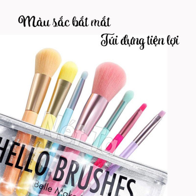 Bộ cọ trang điểm 7 món cầu vồng cao cấp có túi tiện dụng hàng tặng