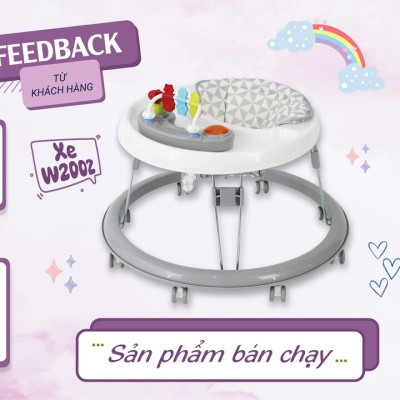 Xe tập đi cho bé có đồ chơi và nhạc Mastela W2002, bánh xe cao su hãm di chuyển theo quán tính siêu nhẹ xoay 360 độ mặt bàn ăn dặm, bánh xe silicon chống ồn - Tiêu chuẩn JIS Nhật Bản