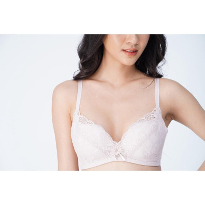 Áo Lót Nâng Ngực Nữ LUPERI LU3AL865 Thiết Kế Quả Lên Không Gọng Đệm Mềm Mỏng Phối Ren Bản Đai 3 Móc Chắc Chắn Ôm Ngực