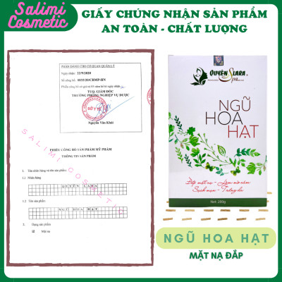 Mặt Nạ Đắp NGŨ HOA HẠT 200g Quyên Lara - Giúp Mờ Nám, Sạch Mụn, Tàn Nhang, Trắng Da, Cân Bằng Độ Ẩm Cho Da, Làm Mát Da, Chống Dị Ứng