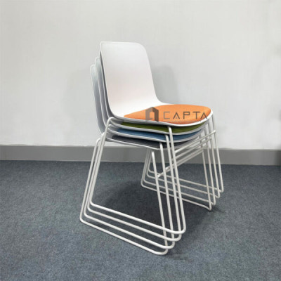 Ghế ngồi học sinh thân nhựa chân sắt cố định CC1552-P Nội thất Capta Ghế học sinh học bài chân sắt sơn màu trắng có nệm vải bố tại HCM