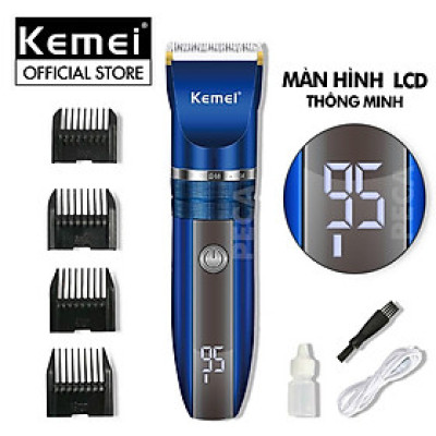 Tông đơ cắt tóc không dây Kemei KM-1086/1085 màn hình LCD hiện pin thông minh dùng cho cá nhân và gia đình chính hãng