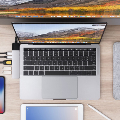 Cổng chuyển Hyper HyperDrive NET 6 in 2 USB-C Hub dành cho Macbook Pro 13" 15" 2016/2017/2018 - Hàng chính hãng